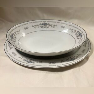 Vintage Wade Diane Fine Porcelain China Platter And Vegetable Serving Bowl